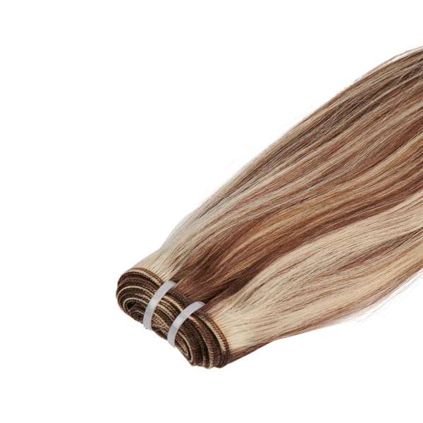 Echthaar-Tressen 100 Gramm Länge: 45 cm / 18 " Farbe: #6/613 kastanien-braun/platin-blond