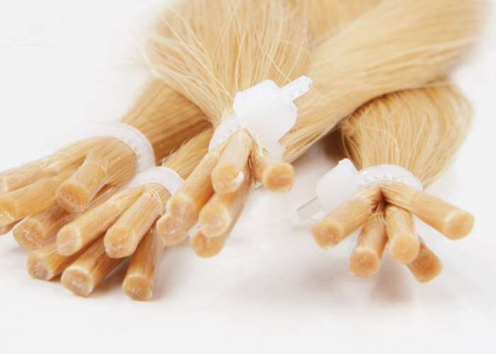 I-Tip Extensions 50 Gramm Länge:  50 cm / 20" Farbe:  #27/4 kupferblond/mittel-braun