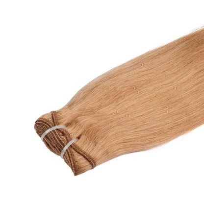 Thurjet e flokëve të njeriut 100 gram Gjatësia: 45 cm / 18" Ngjyra: #27 bjonde bakri