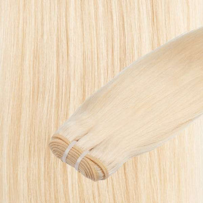 Echthaar-Tressen 100 Gramm Länge:  45 cm / 18 " Farbe:  #60 weiß-blond