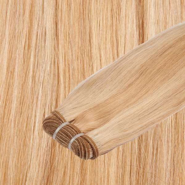 Echthaar-Tressen 100 Gramm Länge:  45 cm / 18 " Farbe:  #27/60 kupferblond/weiß-blond