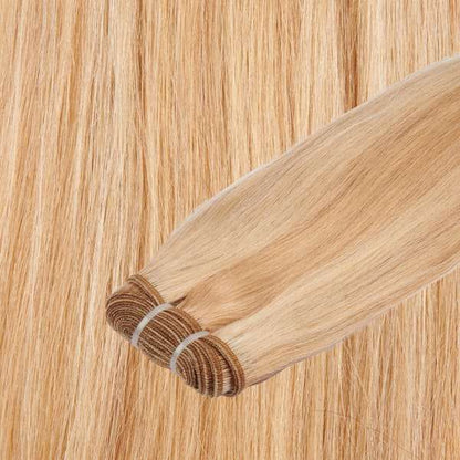 Echthaar-Tressen 100 Gramm Länge:  45 cm / 18 " Farbe:  #27/60 kupferblond/weiß-blond