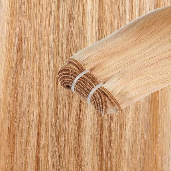 Echthaar-Tressen 100 Gramm Länge:  45 cm / 18 " Farbe:  #27/613 kupferblond/pure-blond