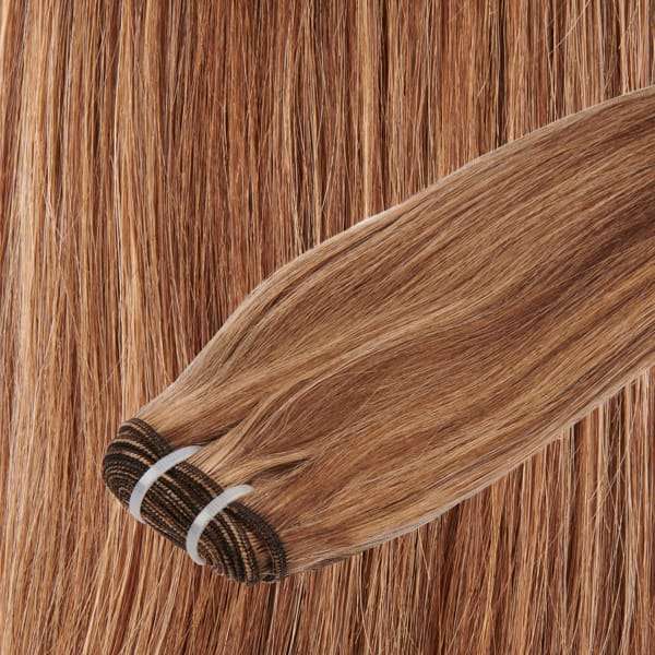 Echthaar-Tressen 100 Gramm Länge:  45 cm / 18 " Farbe:  #27/4 kupferblond/mittel-braun